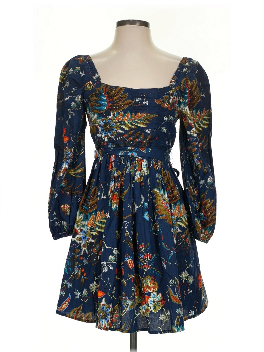 NEW Caroline Constas Navy Floral Romantic Belted Resort Mini Dress Mediterranean